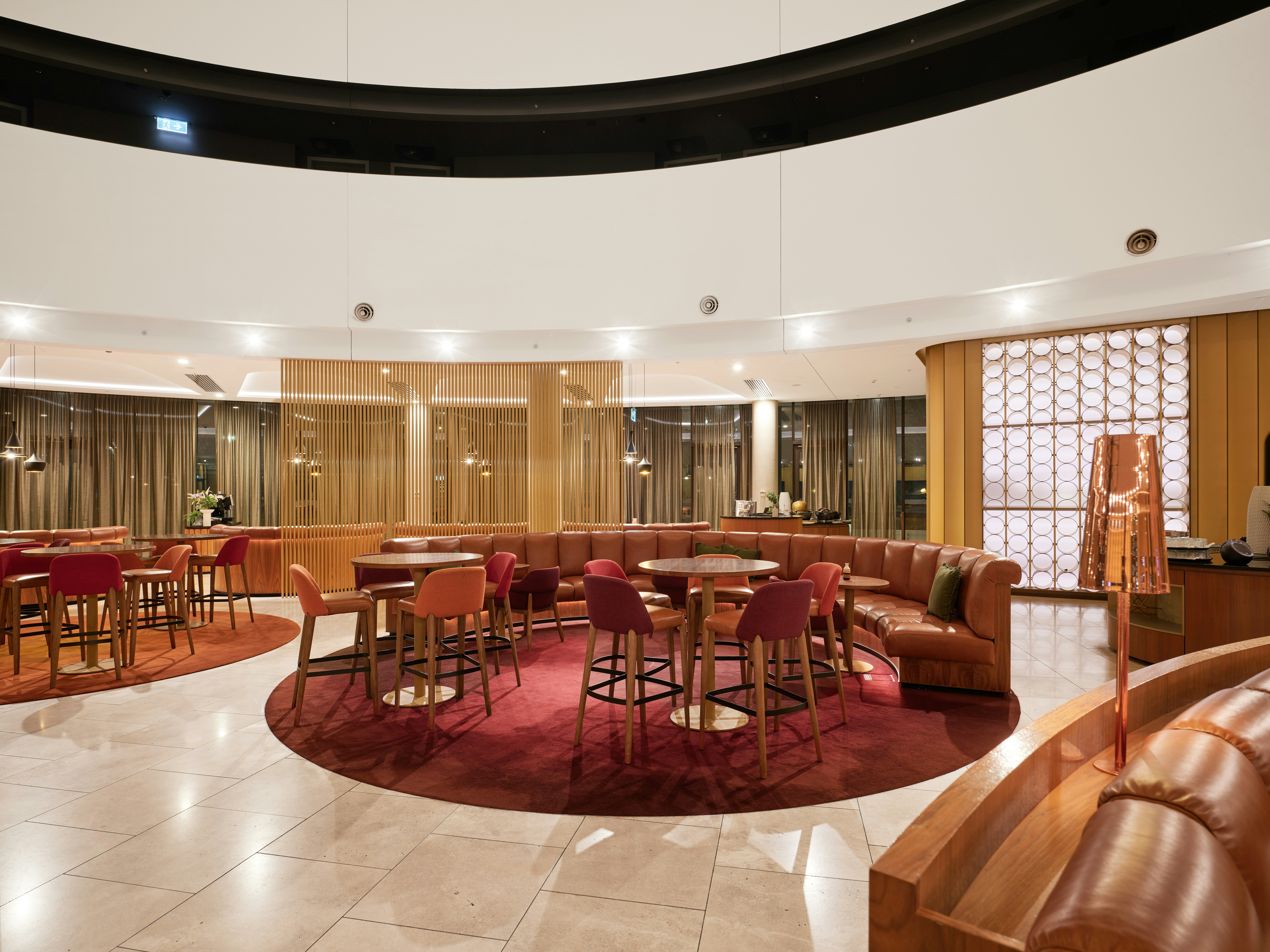 Circular lounge with ambient lighting